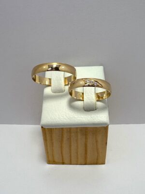 Argollas de Matrimonio Oro 18k - Diseño Hoja/Circón