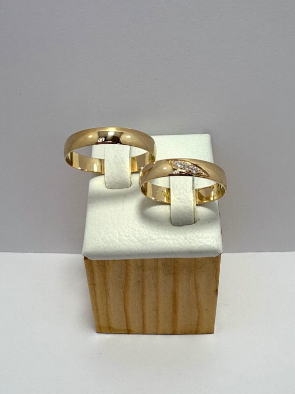 Argollas de Matrimonio Oro 18k - Diseño Hoja/Circón