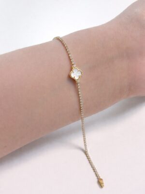 Pulsera mujer oro amarillo 18k Diseño Circón/Nácar