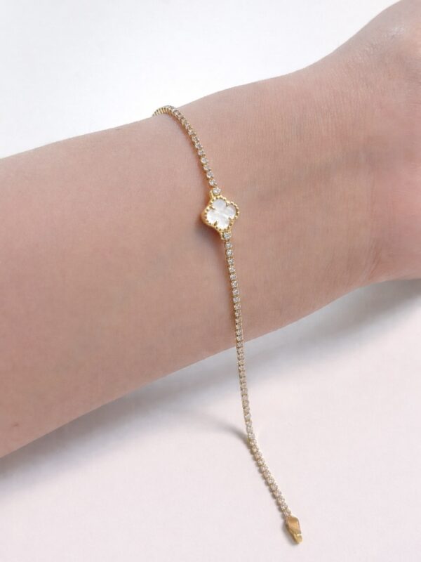 Pulsera mujer oro amarillo 18k Diseño Circón/Nácar