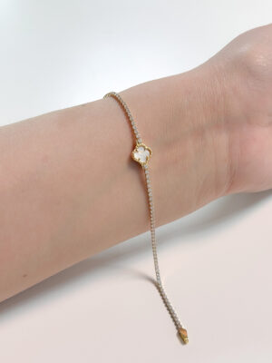 Anillo Cintillo doblé circón Oro 18k