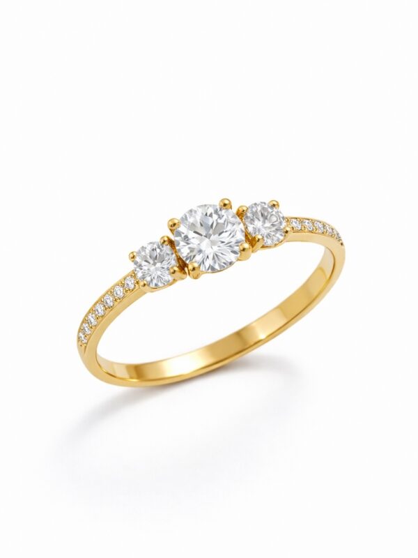 Anillo Oro 18k Tricillo circon