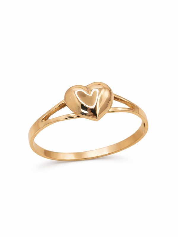 Anillo juvenil corazón liso Oro 18k