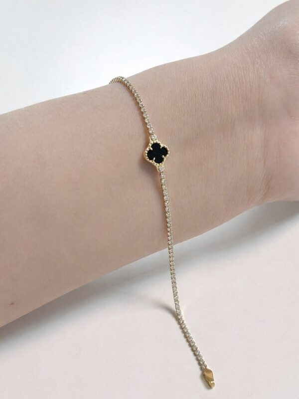 Pulsera mujer oro amarillo 18k Diseño Circón/Onix