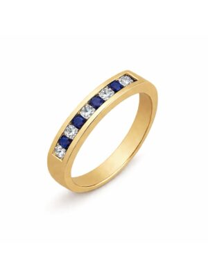 Anillo cintillo riel Oro 18k Circón/zafiro 2,2gr